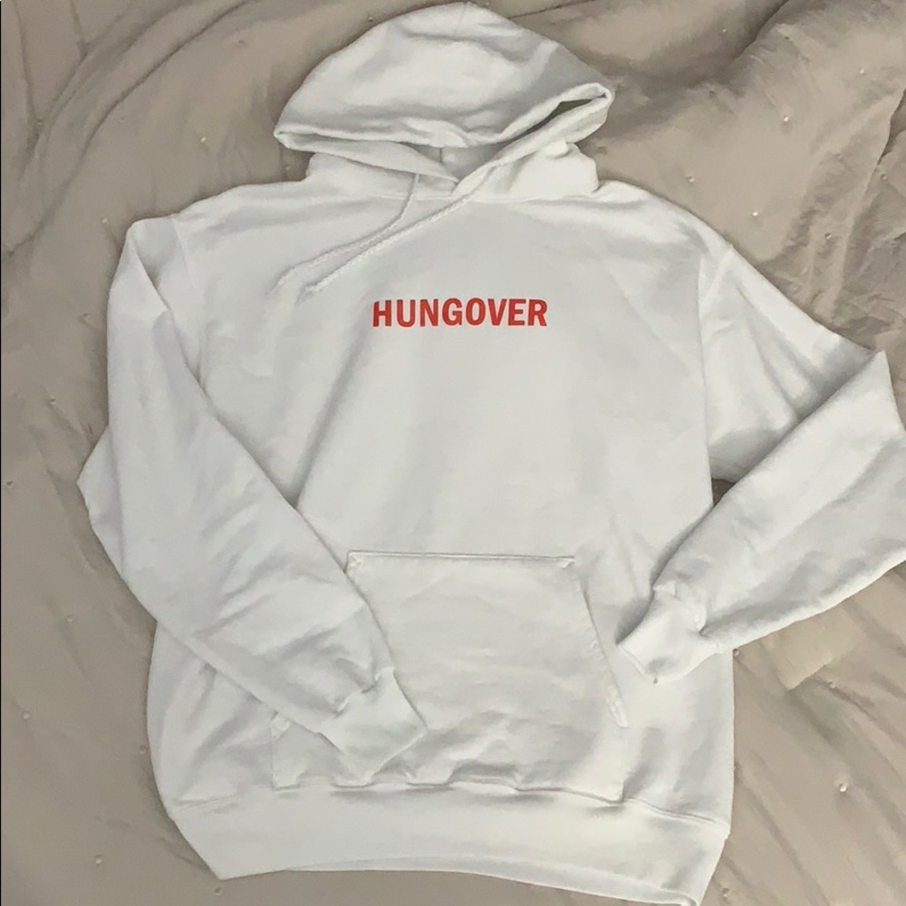 white hungover hoodie
